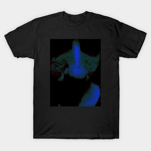 Portrait, digital collage and special processing. Close up to face, nose. Weird and dark. Green, blue reflexes. T-Shirt by 234TeeUser234